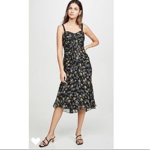 CINQ A SEPT Margot Black Printed Silk Dress 0